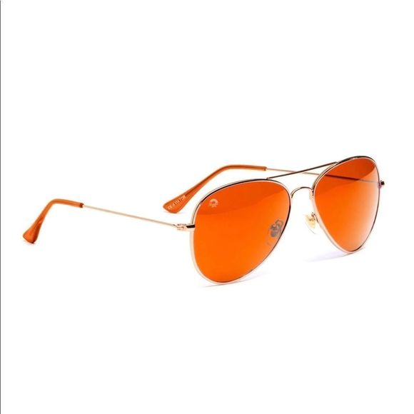 Aviator Orange Lens with Gold Framed Sunglasses - Picture 4 of 8